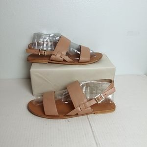 ASOS 10W Tan Flat Sandals Slingback